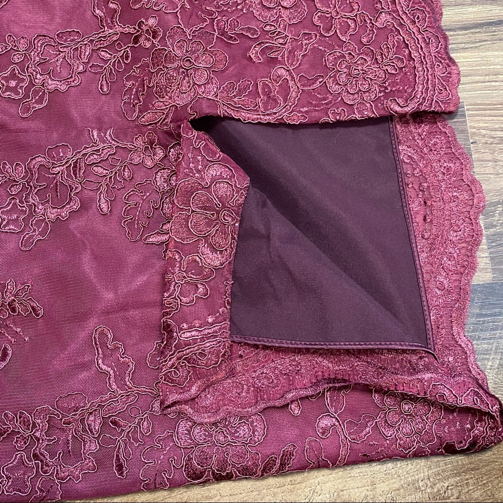 JS Collections maroon lace cocktail dress 4 - Picture 11 of 11